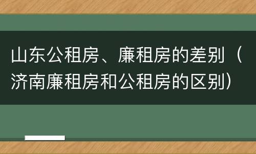 山东公租房、廉租房的差别（济南廉租房和公租房的区别）