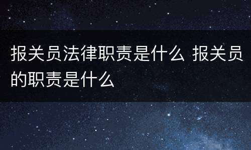 报关员法律职责是什么 报关员的职责是什么