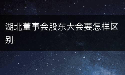 湖北董事会股东大会要怎样区别