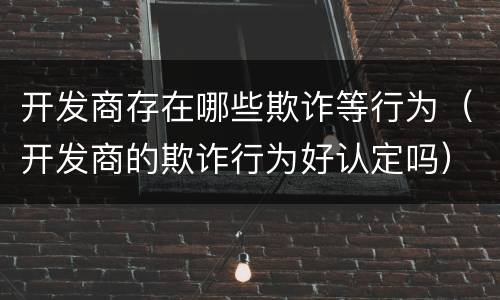 开发商存在哪些欺诈等行为（开发商的欺诈行为好认定吗）
