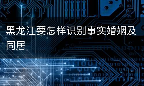 黑龙江要怎样识别事实婚姻及同居