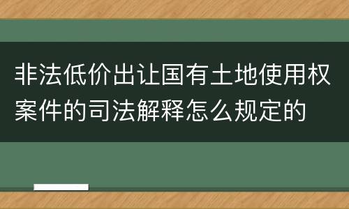 非法低价出让国有土地使用权案件的司法解释怎么规定的
