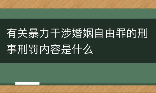 有关暴力干涉婚姻自由罪的刑事刑罚内容是什么