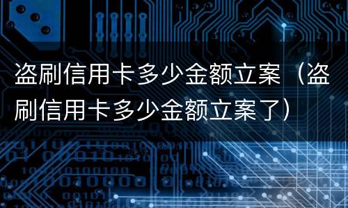 盗刷信用卡多少金额立案（盗刷信用卡多少金额立案了）