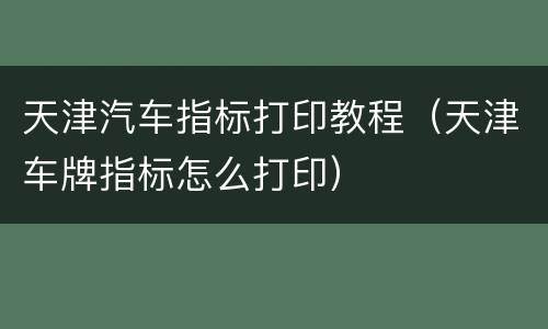 天津汽车指标打印教程（天津车牌指标怎么打印）