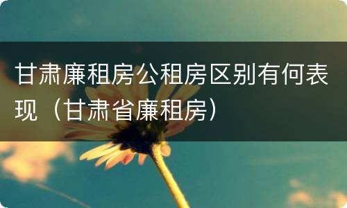 甘肃廉租房公租房区别有何表现（甘肃省廉租房）
