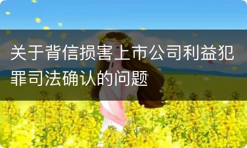 关于背信损害上市公司利益犯罪司法确认的问题