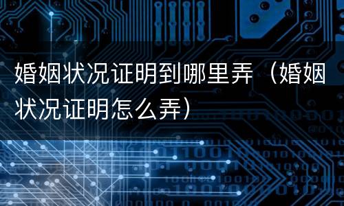 婚姻状况证明到哪里弄（婚姻状况证明怎么弄）