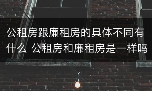 公租房跟廉租房的具体不同有什么 公租房和廉租房是一样吗