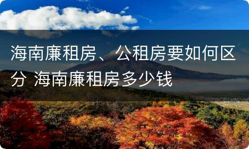 海南廉租房、公租房要如何区分 海南廉租房多少钱