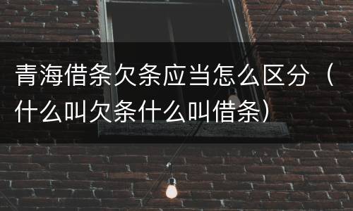 青海借条欠条应当怎么区分（什么叫欠条什么叫借条）