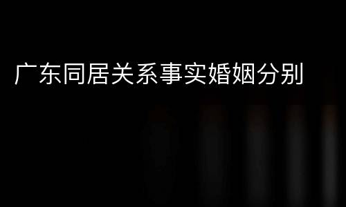 广东同居关系事实婚姻分别