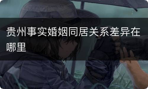 贵州事实婚姻同居关系差异在哪里