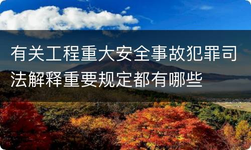 有关工程重大安全事故犯罪司法解释重要规定都有哪些