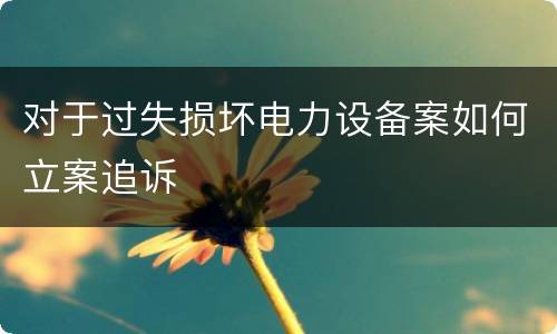 对于过失损坏电力设备案如何立案追诉