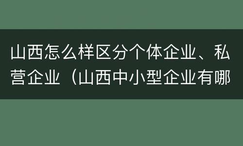 山西怎么样区分个体企业、私营企业（山西中小型企业有哪些）