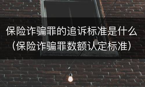 保险诈骗罪的追诉标准是什么（保险诈骗罪数额认定标准）