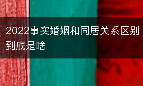 2022事实婚姻和同居关系区别到底是啥