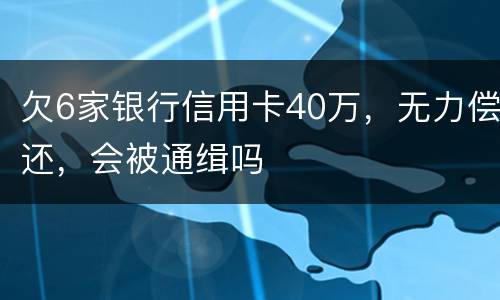 欠6家银行信用卡40万，无力偿还，会被通缉吗