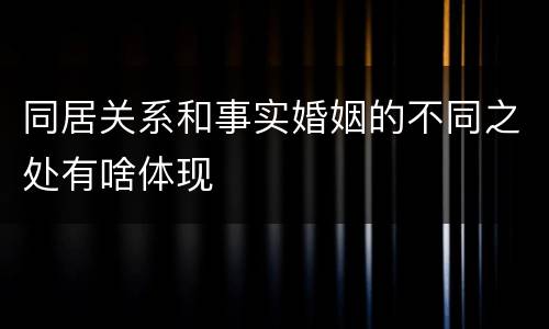 同居关系和事实婚姻的不同之处有啥体现