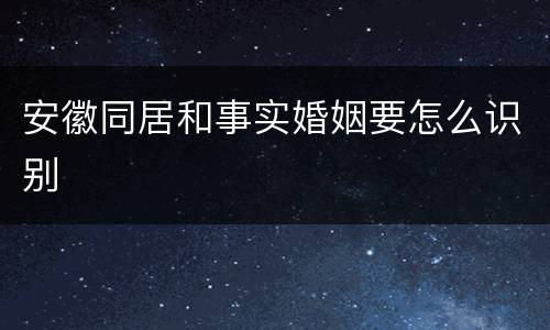安徽同居和事实婚姻要怎么识别