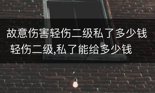 故意伤害轻伤二级私了多少钱 轻伤二级,私了能给多少钱