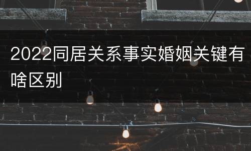 2022同居关系事实婚姻关键有啥区别