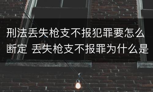 刑法丢失枪支不报犯罪要怎么断定 丢失枪支不报罪为什么是结果犯