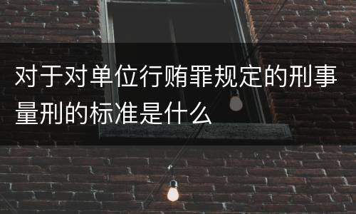 对于对单位行贿罪规定的刑事量刑的标准是什么
