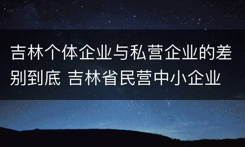 吉林个体企业与私营企业的差别到底 吉林省民营中小企业