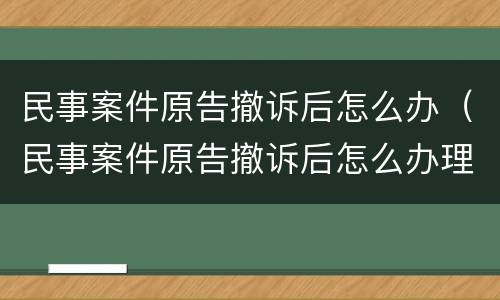 民事案件原告撤诉后怎么办（民事案件原告撤诉后怎么办理）