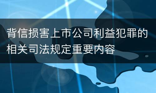 背信损害上市公司利益犯罪的相关司法规定重要内容