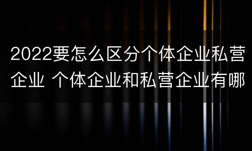 2022要怎么区分个体企业私营企业 个体企业和私营企业有哪些