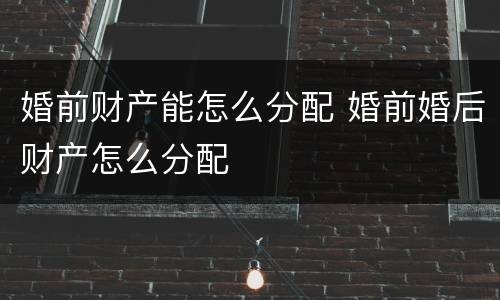婚前财产能怎么分配 婚前婚后财产怎么分配