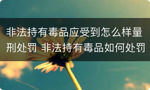 非法持有毒品应受到怎么样量刑处罚 非法持有毒品如何处罚