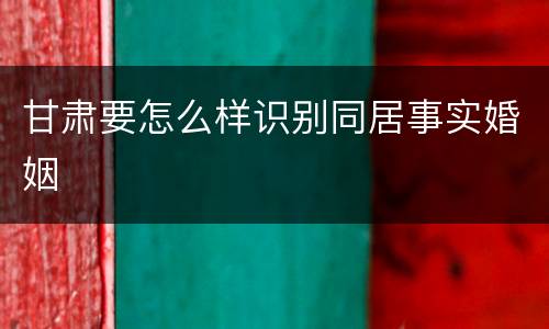 甘肃要怎么样识别同居事实婚姻