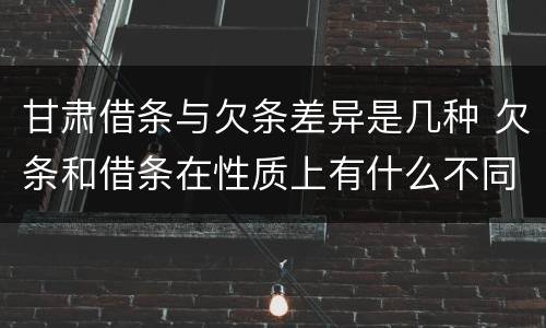甘肃借条与欠条差异是几种 欠条和借条在性质上有什么不同