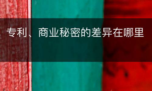 专利、商业秘密的差异在哪里
