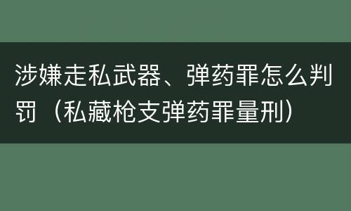 涉嫌走私武器、弹药罪怎么判罚（私藏枪支弹药罪量刑）