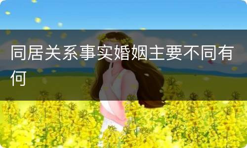 同居关系事实婚姻主要不同有何