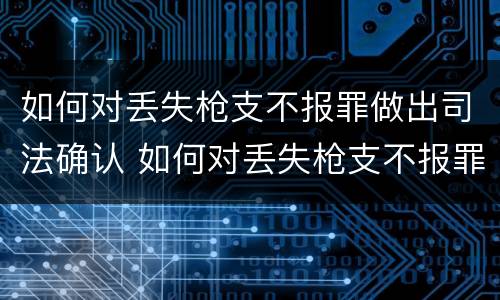 如何对丢失枪支不报罪做出司法确认 如何对丢失枪支不报罪做出司法确认认定