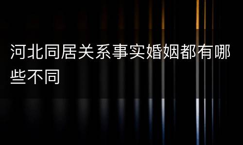 河北同居关系事实婚姻都有哪些不同