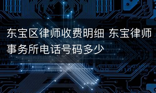 东宝区律师收费明细 东宝律师事务所电话号码多少