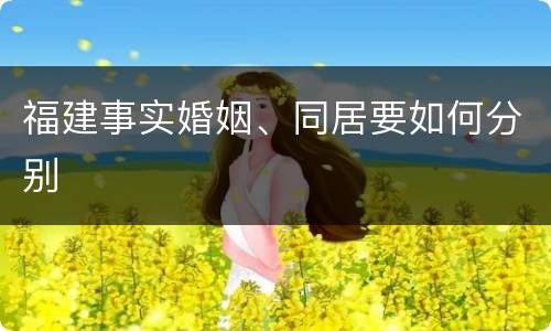 福建事实婚姻、同居要如何分别