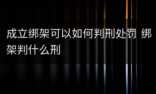 成立绑架可以如何判刑处罚 绑架判什么刑
