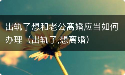 出轨了想和老公离婚应当如何办理（出轨了,想离婚）