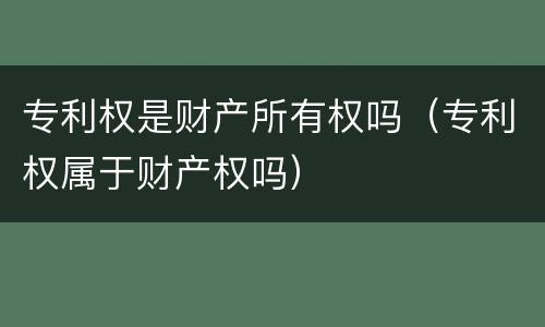 专利权是财产所有权吗（专利权属于财产权吗）