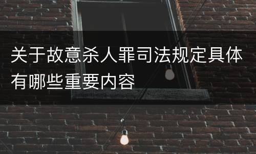 关于故意杀人罪司法规定具体有哪些重要内容