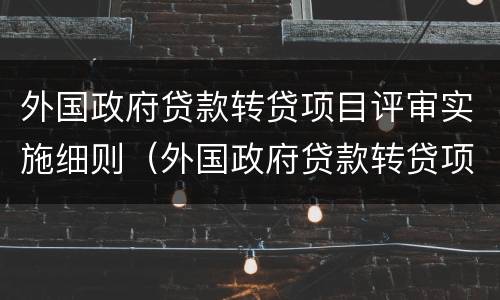 外国政府贷款转贷项目评审实施细则（外国政府贷款转贷项目评审实施细则最新）