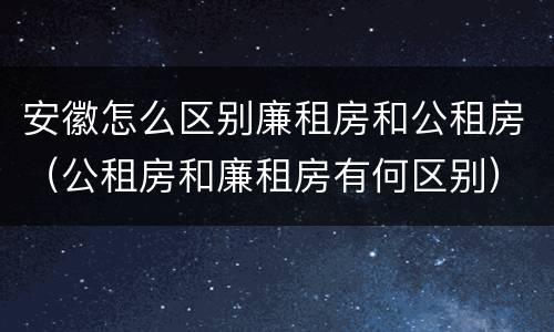 安徽怎么区别廉租房和公租房（公租房和廉租房有何区别）